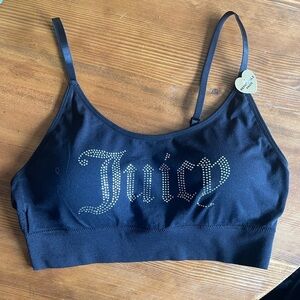 Juicy Couture Black Rhinestone Embellished Bra